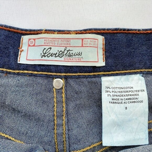 LEVI'S STRAUSS SIGNATURE DARK WASH HIGH RISE FLARED JEANS - 8 - Picture 3 of 8